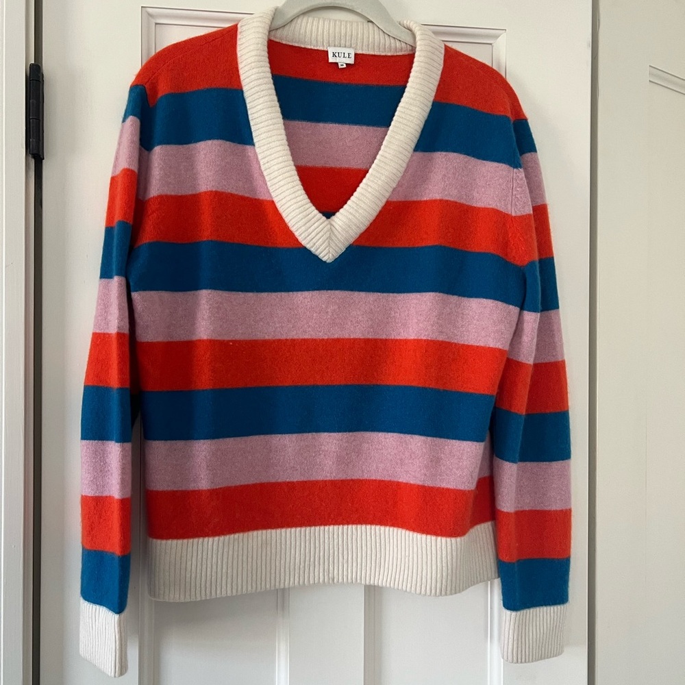 Kule V-Neck Striped Cashmere Sweater